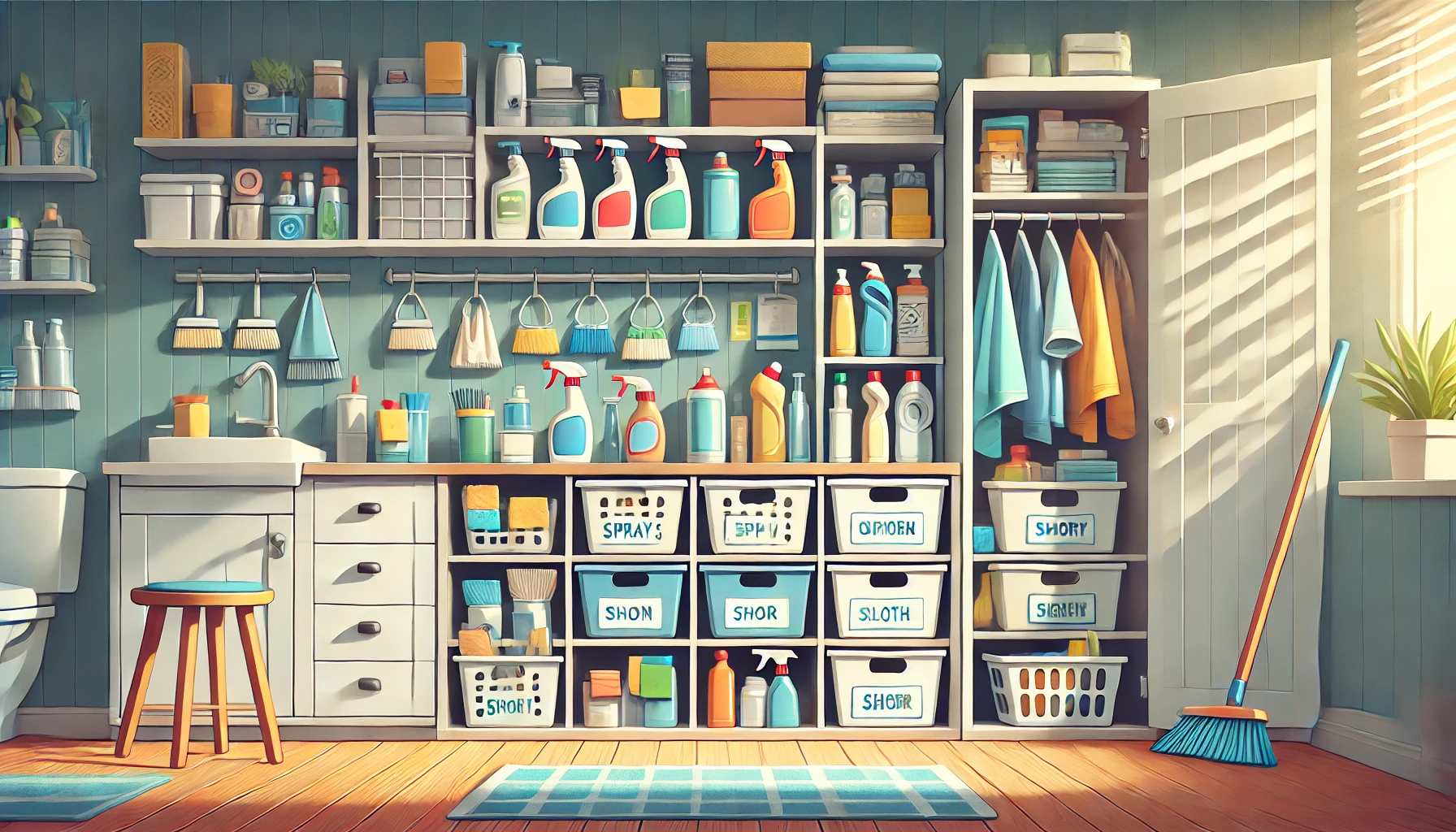 Organised cleaning supplies